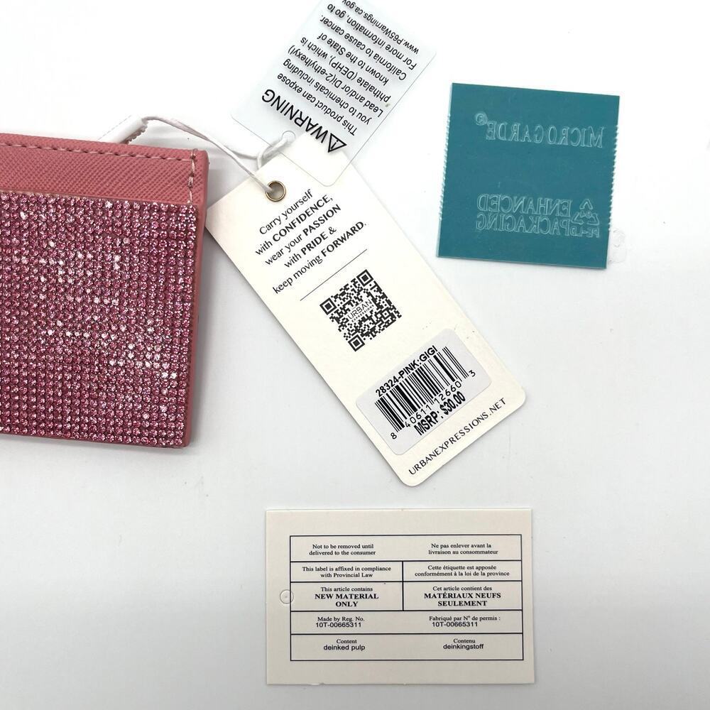 Urban Expressions Gigi Pink Rhinestone Card Holder Wallet, NWT - Picture 5 of 7